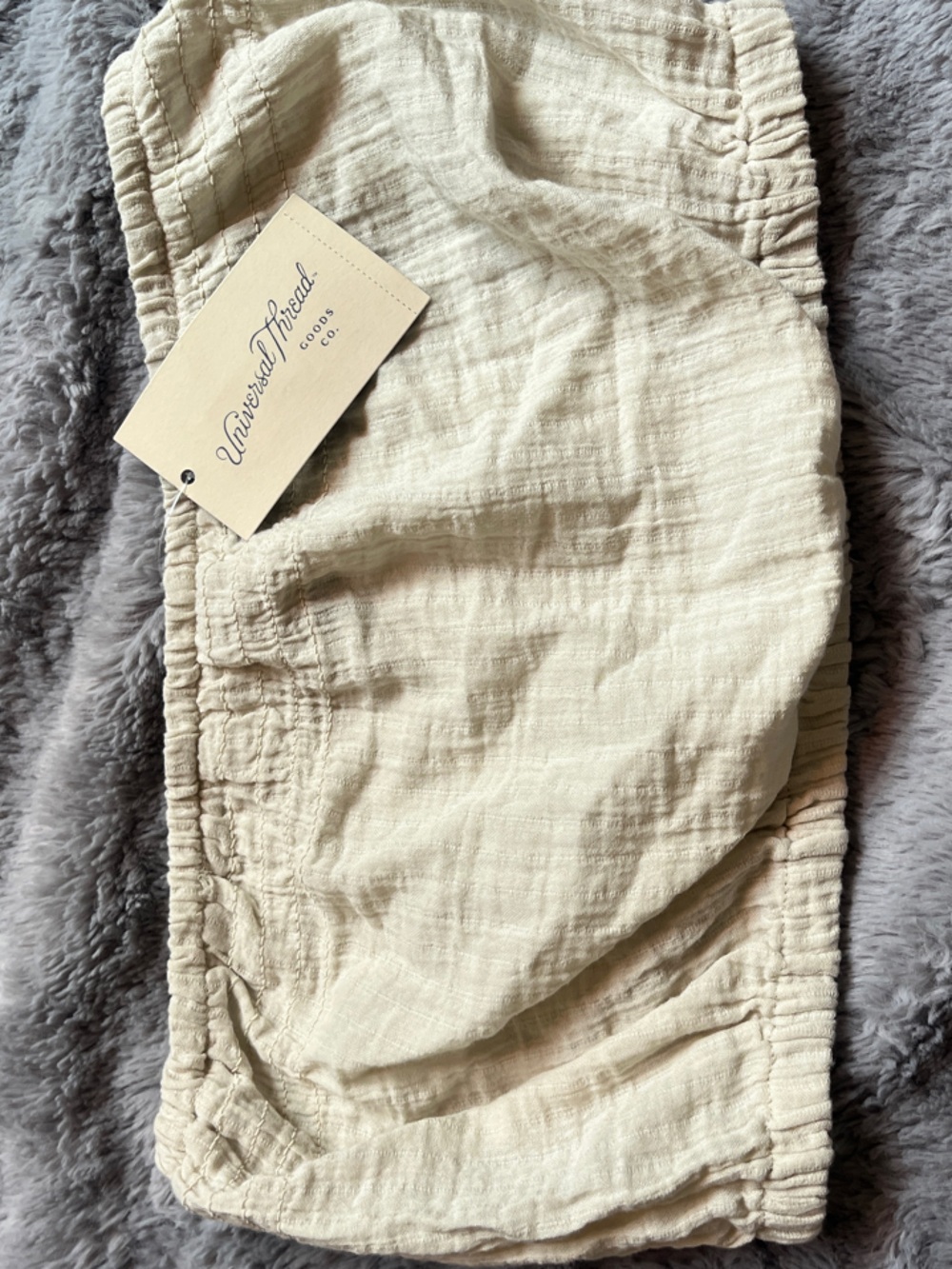 Universal Thread Neutral Cream Textured Strapless Bandeau 100% Cotton